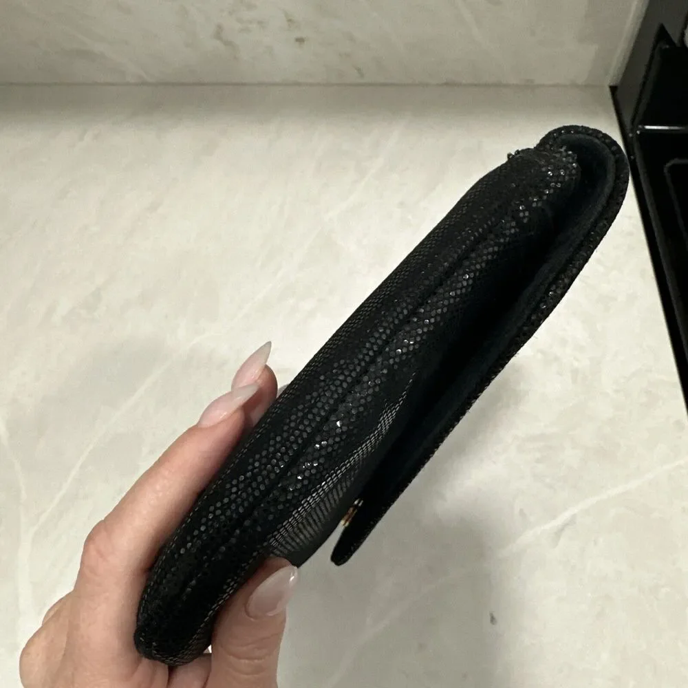 Vintage Frenchy of California Black Envelope Clutch Sparkly Made in USA 80s